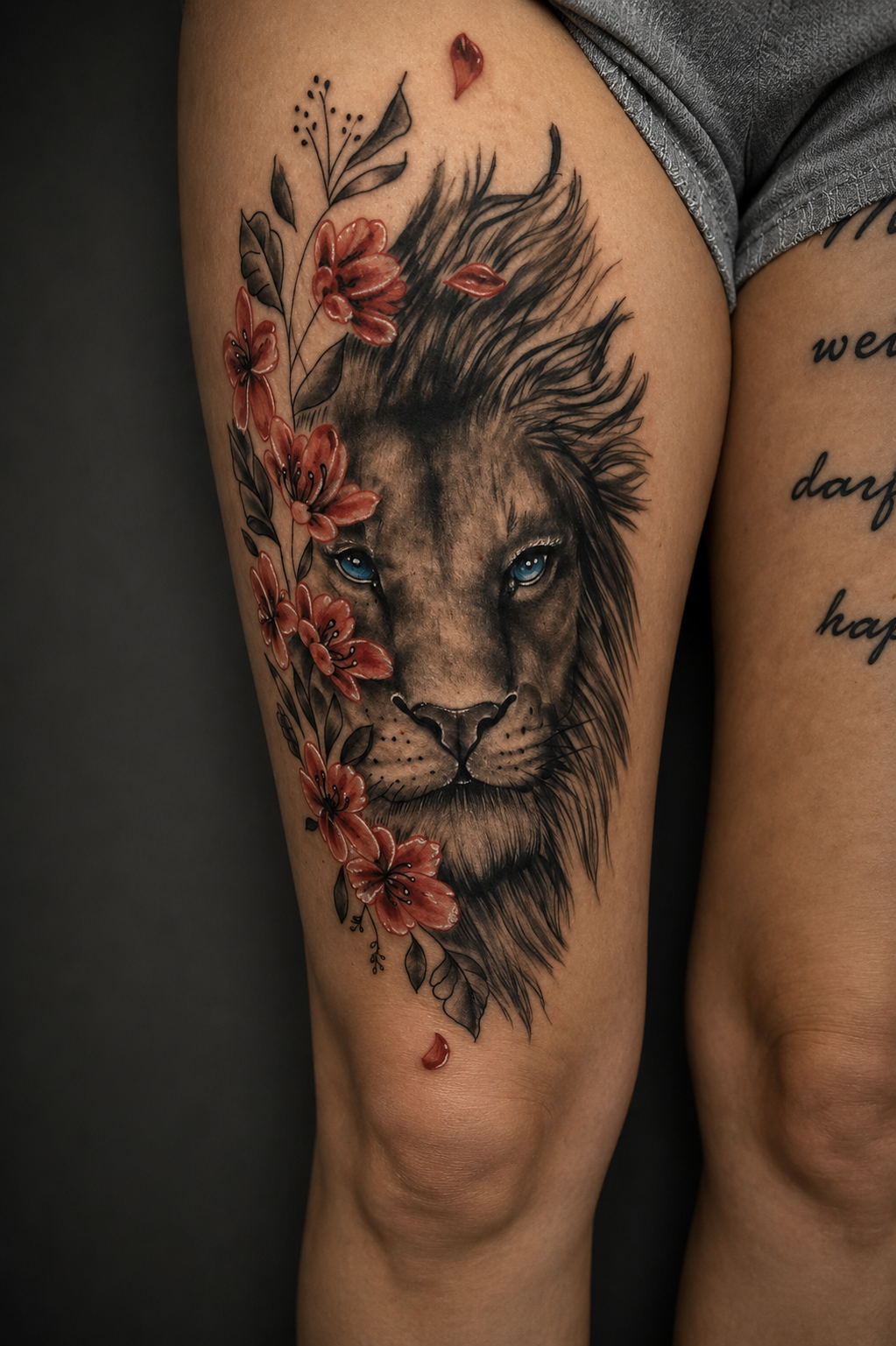 L&ouml;we mit Blumen