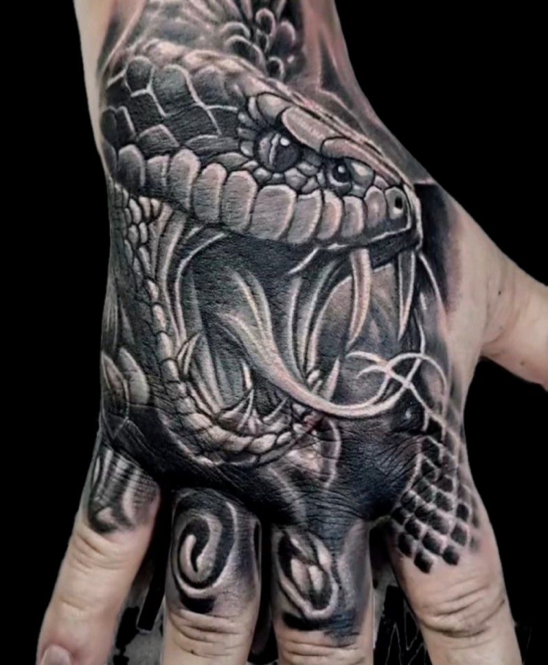 Hand Tattoo Snake